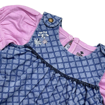 Newborn embroidered  Frock - M.Blue