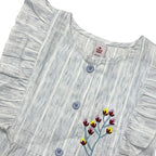 Girls Embroidered Frock - Blue Stripe