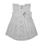Girls Embroidered Frock - Blue Stripe