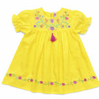 Girls Embroidered Frock - Yellow