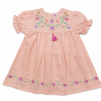 Girls Embroidered Frocks - Peach