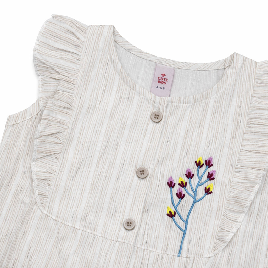 Girls Embroidered Frocks - L-Blue