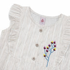 Girls Embroidered Frocks - Brown Stripe