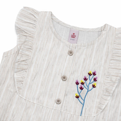 Girls Embroidered Frocks - L-Blue