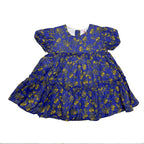 Girls Printed Lawn Frock - Purple