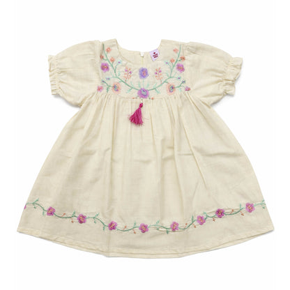 Girls Embroidered Frocks - Skin