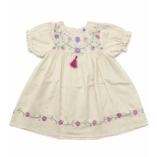 Girls Embroidered Frocks - Skin