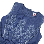 NewBorn Embroidered Romper - Mid Blue