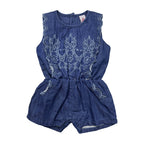 NewBorn Embroidered Romper - Mid Blue