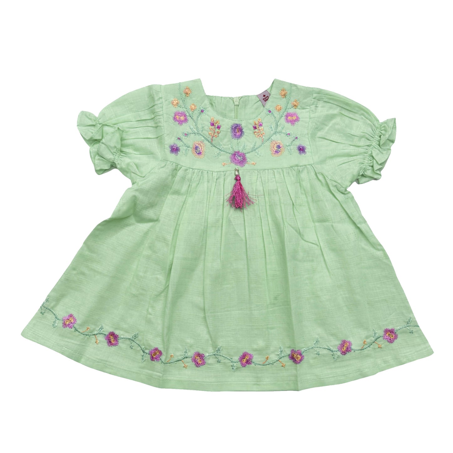 Girls Embroidered Frocks - Green