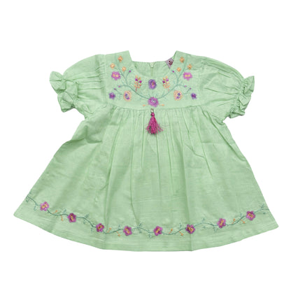 Girls Embroidered Frocks - Green
