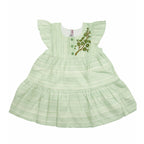Girls Embroidered Frock - Green