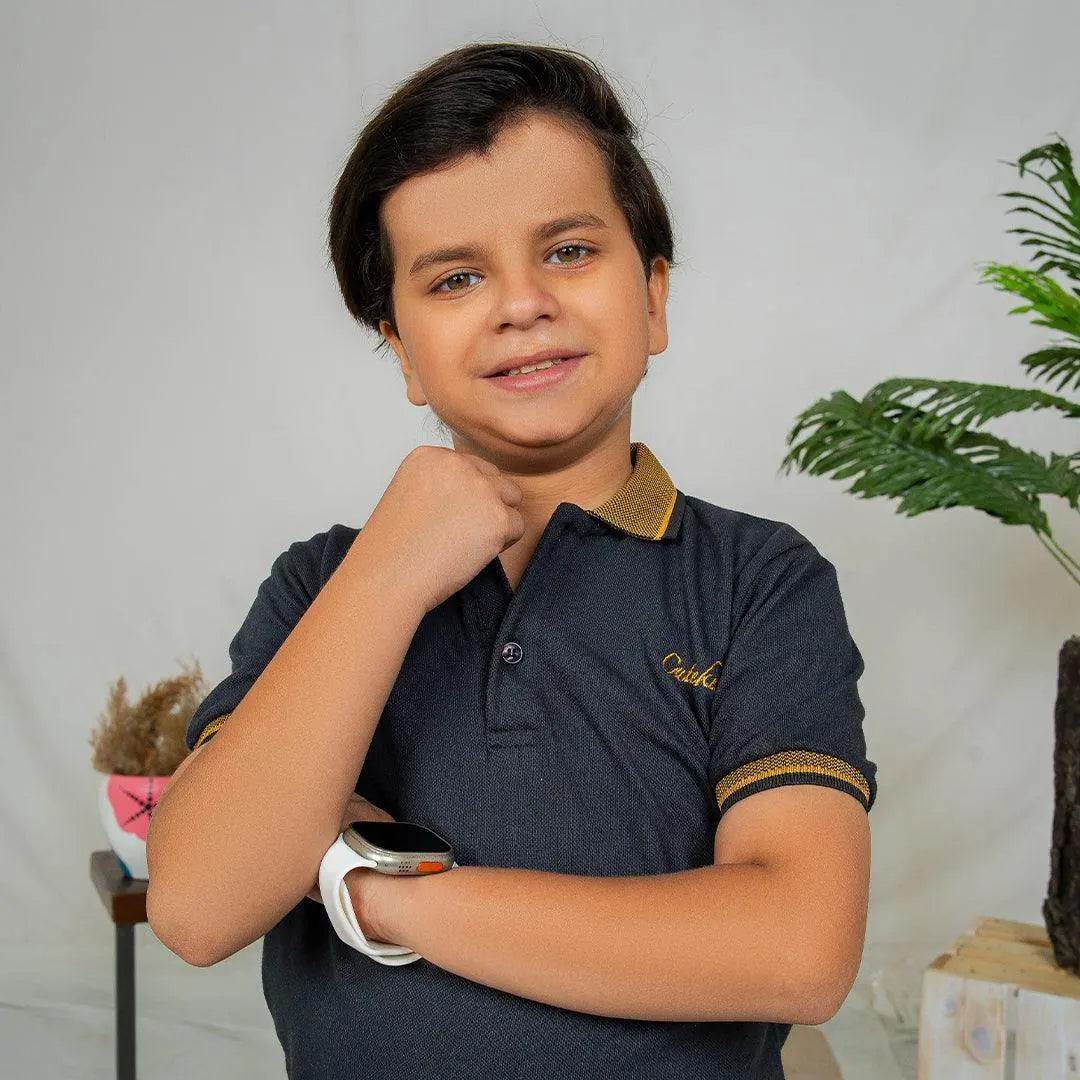 Logo Embroidered Polo - Black - Cute Kids