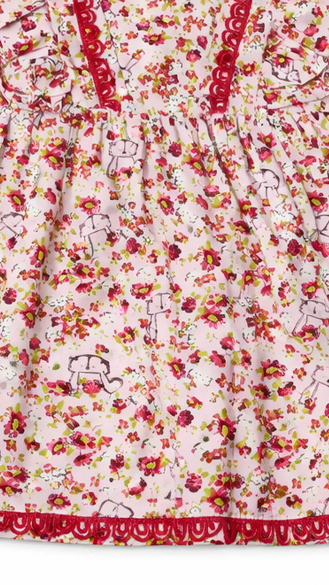 Girls Printed Frock - Pink