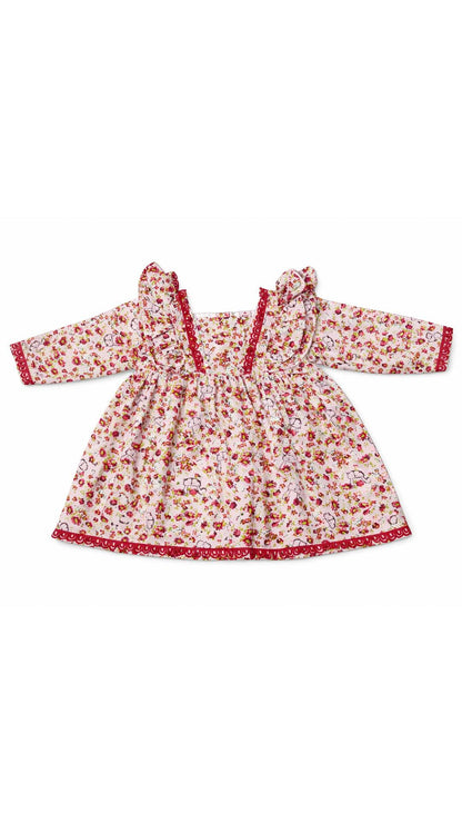 Girls Printed Frock - Pink