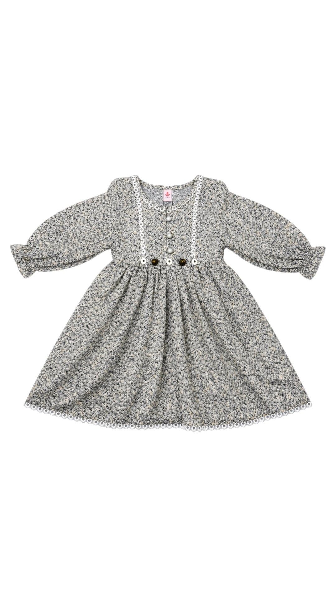 Girls Printed Frock - Skin