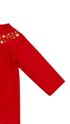 Girls Embroidered Top - Red
