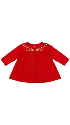 Girls Embroidered Top - Red