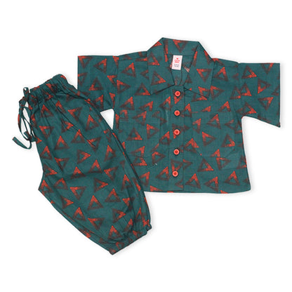 Girls Printed Co-ord Set – Green & Red