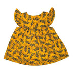 Girls Printed Lawn Frock – Yellow
