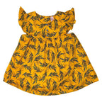 Girls Printed Lawn Frock – Yellow