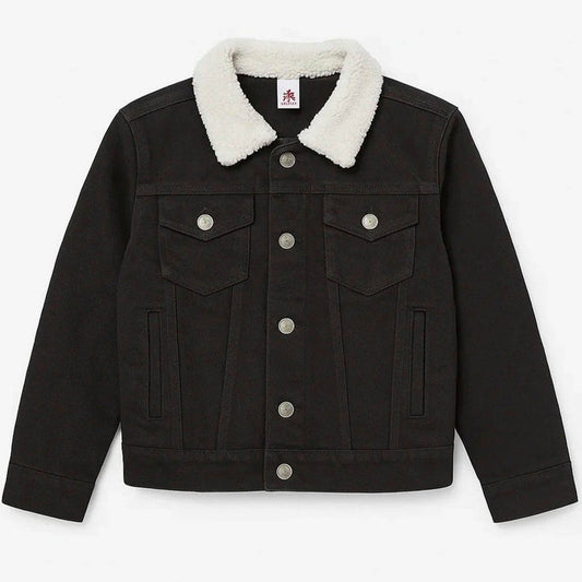 Denim Fur Jacket - Black