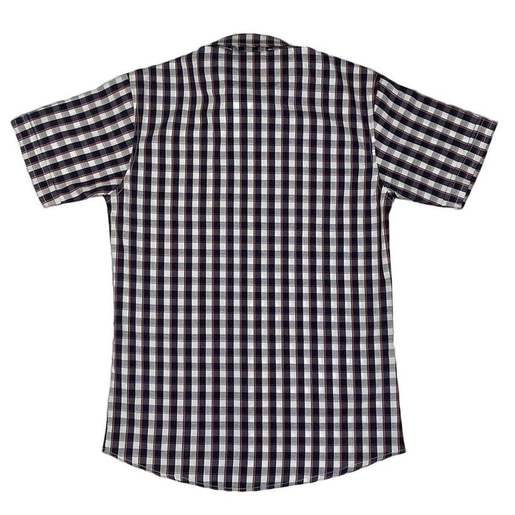 Boys Checkered Cotton Shirt – Navy & White