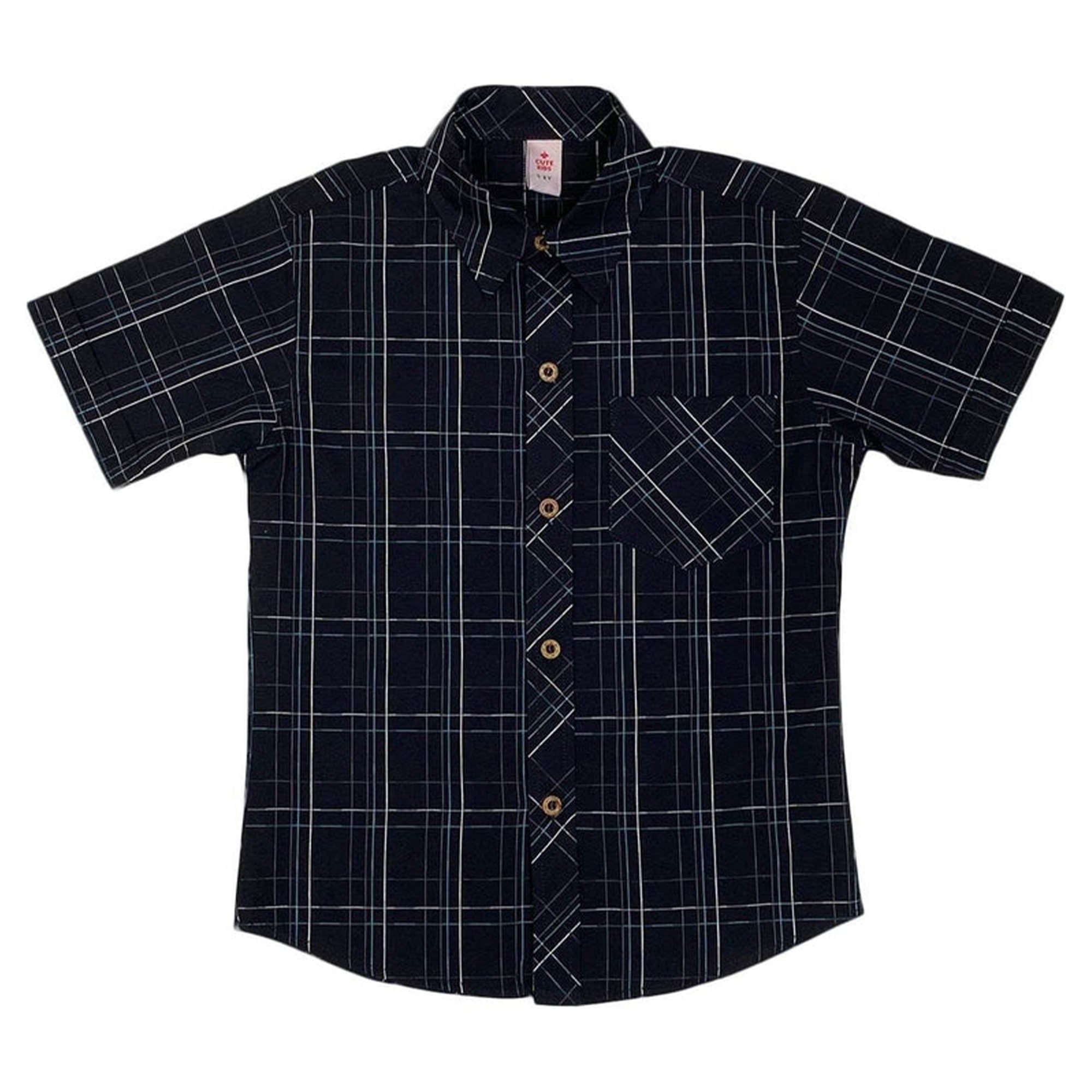 Boys Checkered Shirt – Black