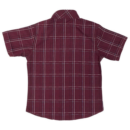 Boys Checkered Shirt – Maroon & White
