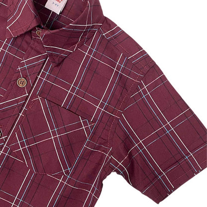 Boys Checkered Shirt – Maroon & White