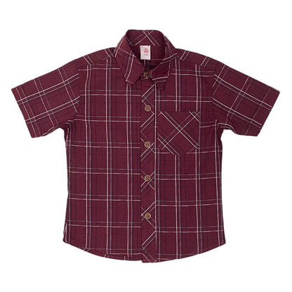 Boys Checkered Shirt – Maroon & White