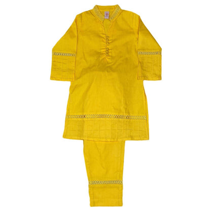 Girls Plain co-ord Set - Yellow