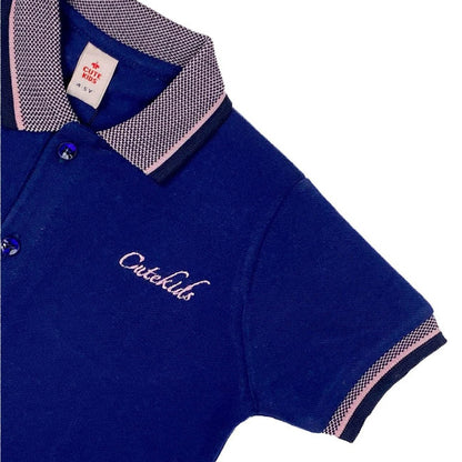 Logo Embroidered Polo-Navy