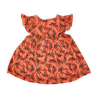 Girls Printed Lawn Frock – Orange