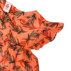 Girls Printed Lawn Frock – Orange
