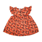 Girls Printed Lawn Frock – Orange