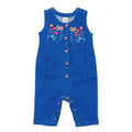 NewBorn Denim Flower Embroidery Romper - Mid Wash