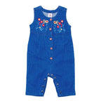 NewBorn Embroidered Denim Romper - Mid Wash