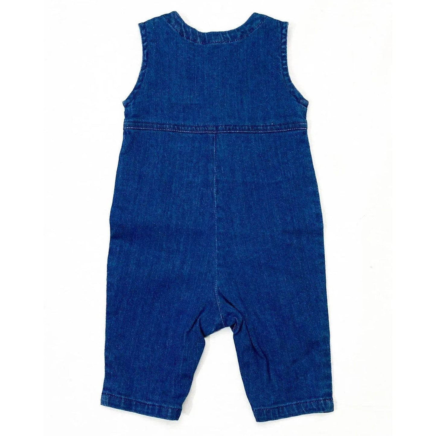 NewBorn Denim Flower Embroidery Romper - Dark Blue
