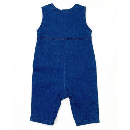 NewBorn Denim Flower Embroidery Romper - Dark Blue