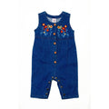 NewBorn Denim Flower Embroidery Romper - Dark Blue
