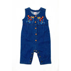 NewBorn Embroidered Denim Romper - Dark Shade