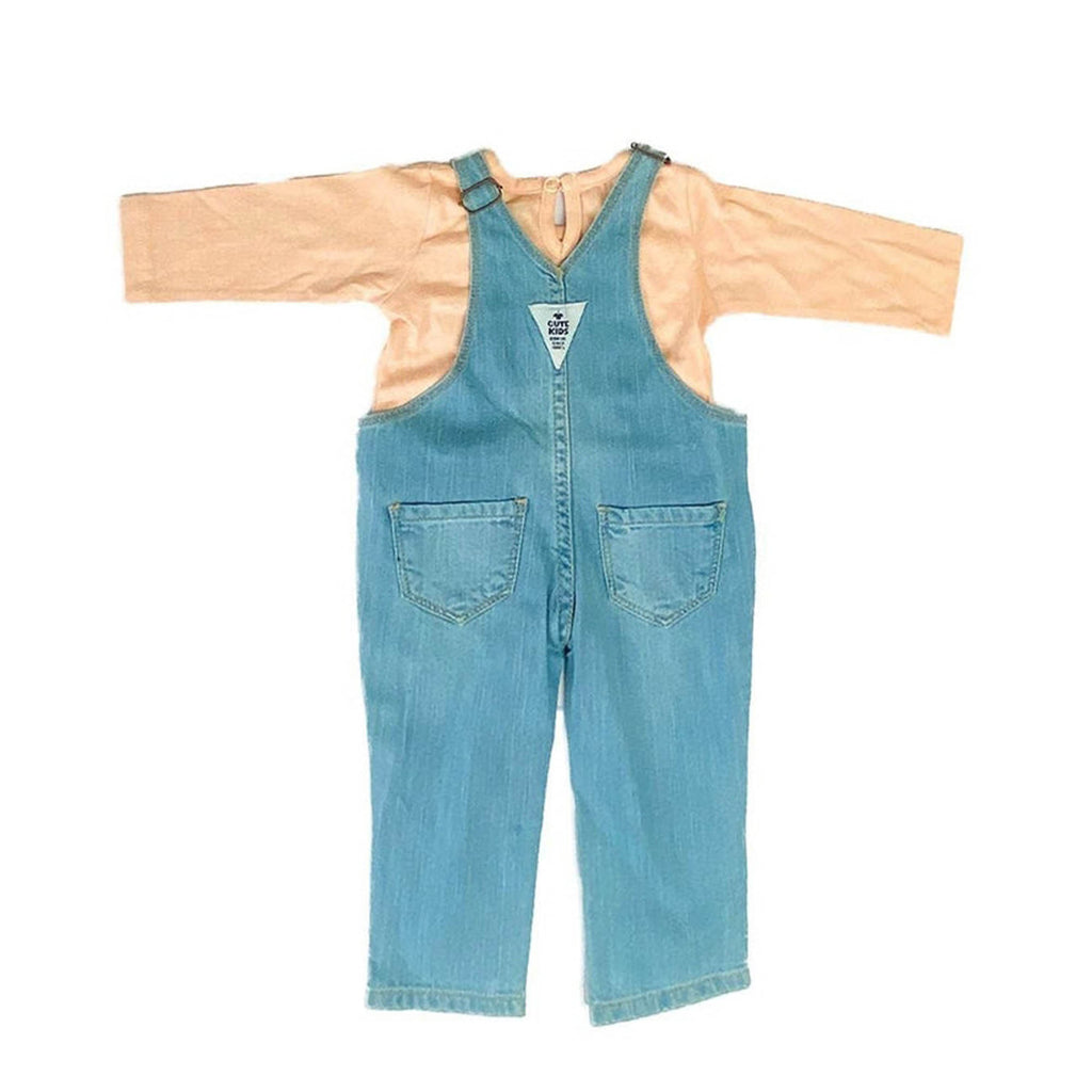 Newborn Denim Romper With Peach Inner