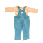 Newborn Embroidered Denim Romper - Peach