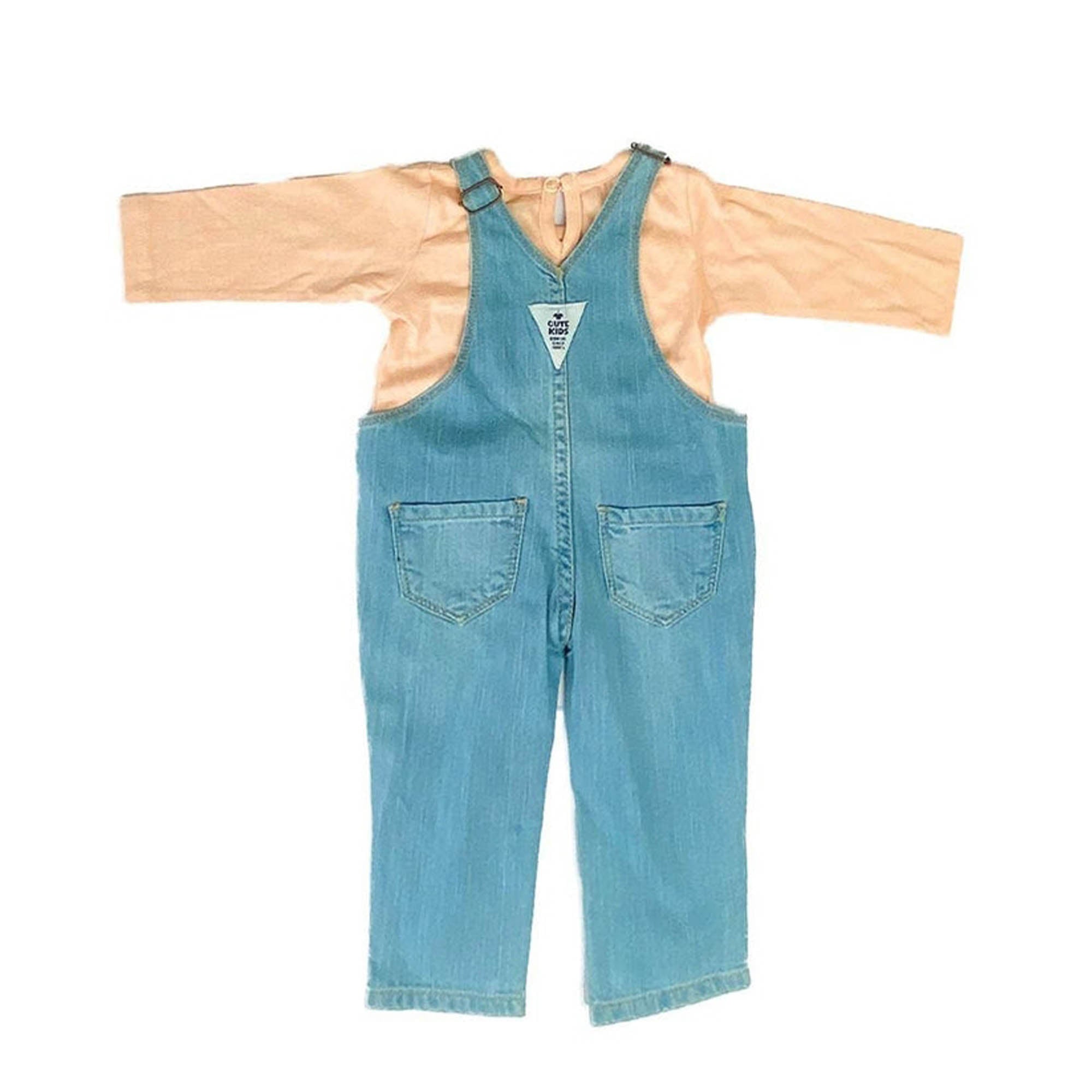 Newborn Denim Romper With Peach Inner