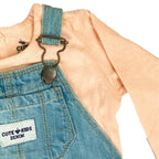 Newborn Embroidered Denim Romper - Peach