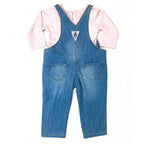 Newborn Embroidered Denim Romper  - Pink