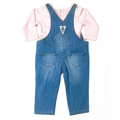 Newborn Denim Romper With - Pink Inner