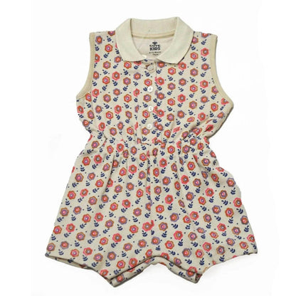 NewBorn Flower Printed Romper - White Rose