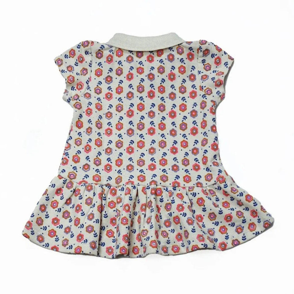 Newborn Flower Printed Frock - White Rose